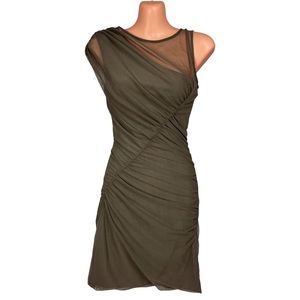 Gianni Bini Sheath Brown Mesh Midi Sleeveless Cocktail Dress XS